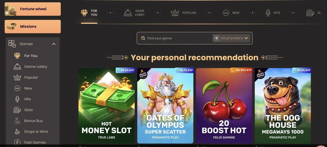 National Casino English-Canada lobby categories and game search